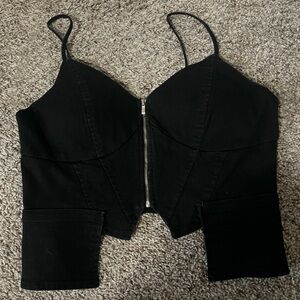 Willow & Root Black Zip-Front Crop Top